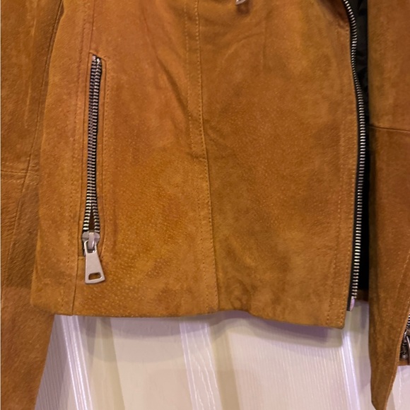 BAGATELLE NYC Camel Tan Genuine Suede Leather Motorcycle Jacket - size small - Picture 8 of 16